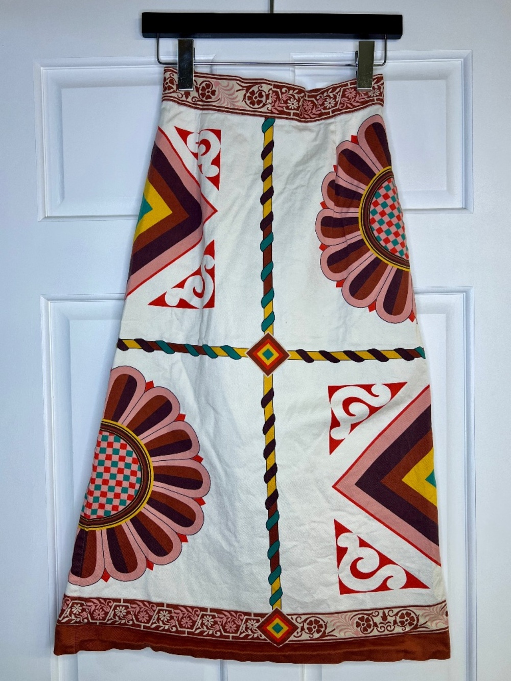 Used La Double J Midi Baia Skirt Multicolor Print, Pockets, Size S